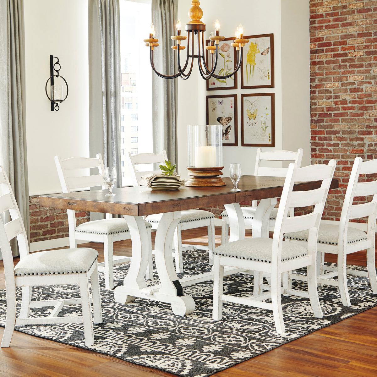 Valebeck WhiteBrown Dining Room Set Luna Furniture