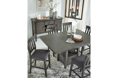 Hallanden Gray Counter Height Dining Extension Table from Ashley - Luna Furniture