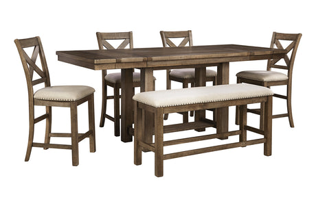 Moriville Grayish Brown Counter Height Dining Extension Table -  - Luna Furniture