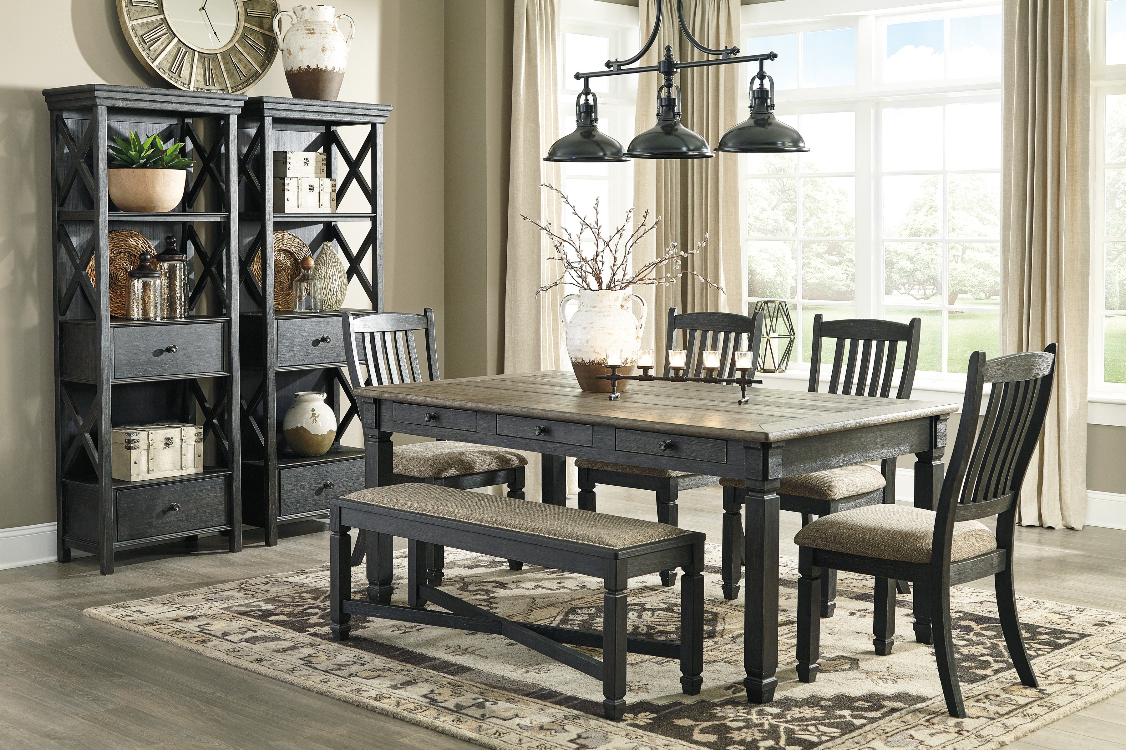 Tyler Creek Black/Grayish Brown Rectangular Dining Set from Ashley - Luna Furniture