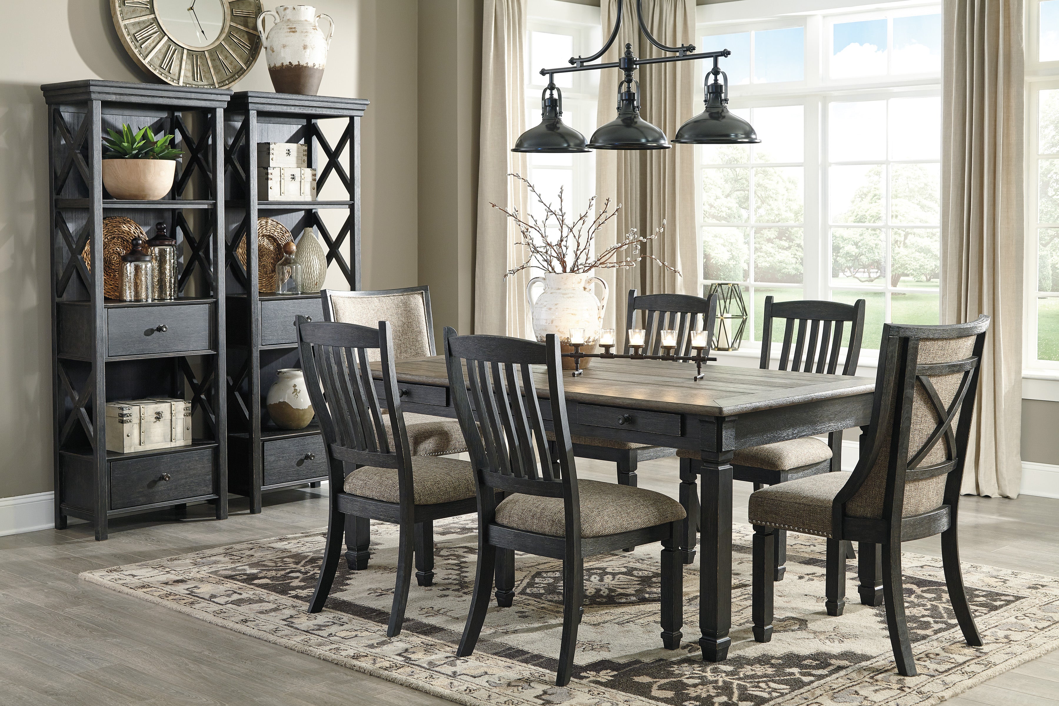 Tyler Creek Black/Grayish Brown Rectangular Dining Set from Ashley - Luna Furniture