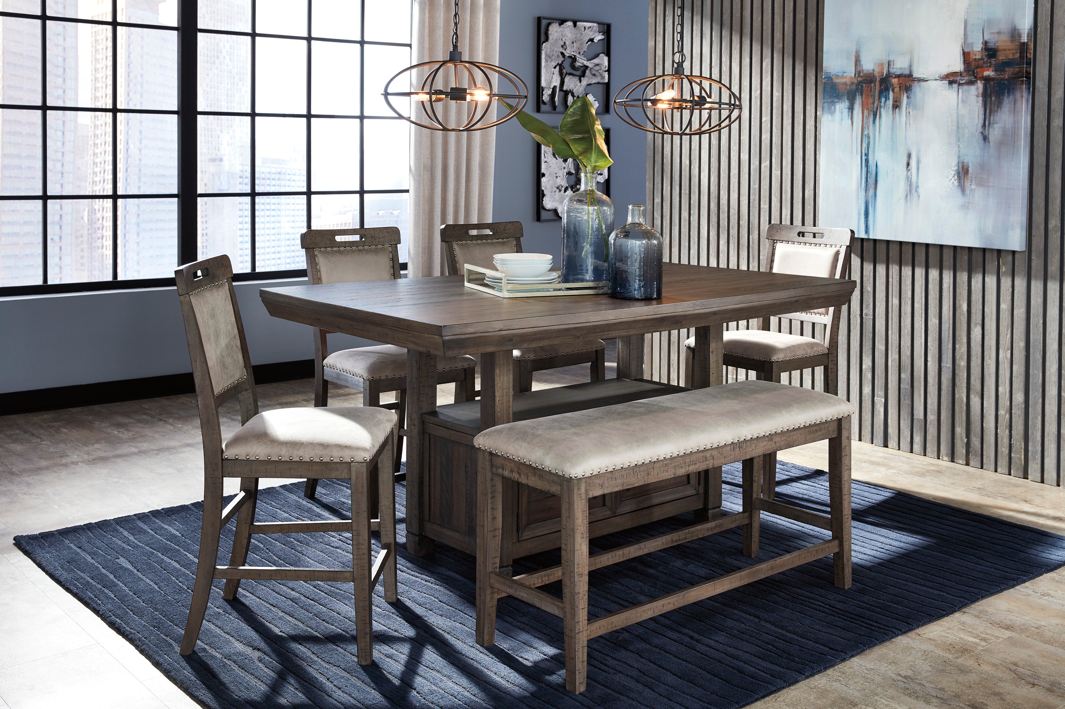 Johurst Grayish Brown Counter Height Dining Table from Ashley - Luna Furniture