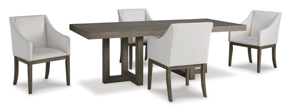 Anibecca Gray/Off White Rectangular Upholstered Dining Set