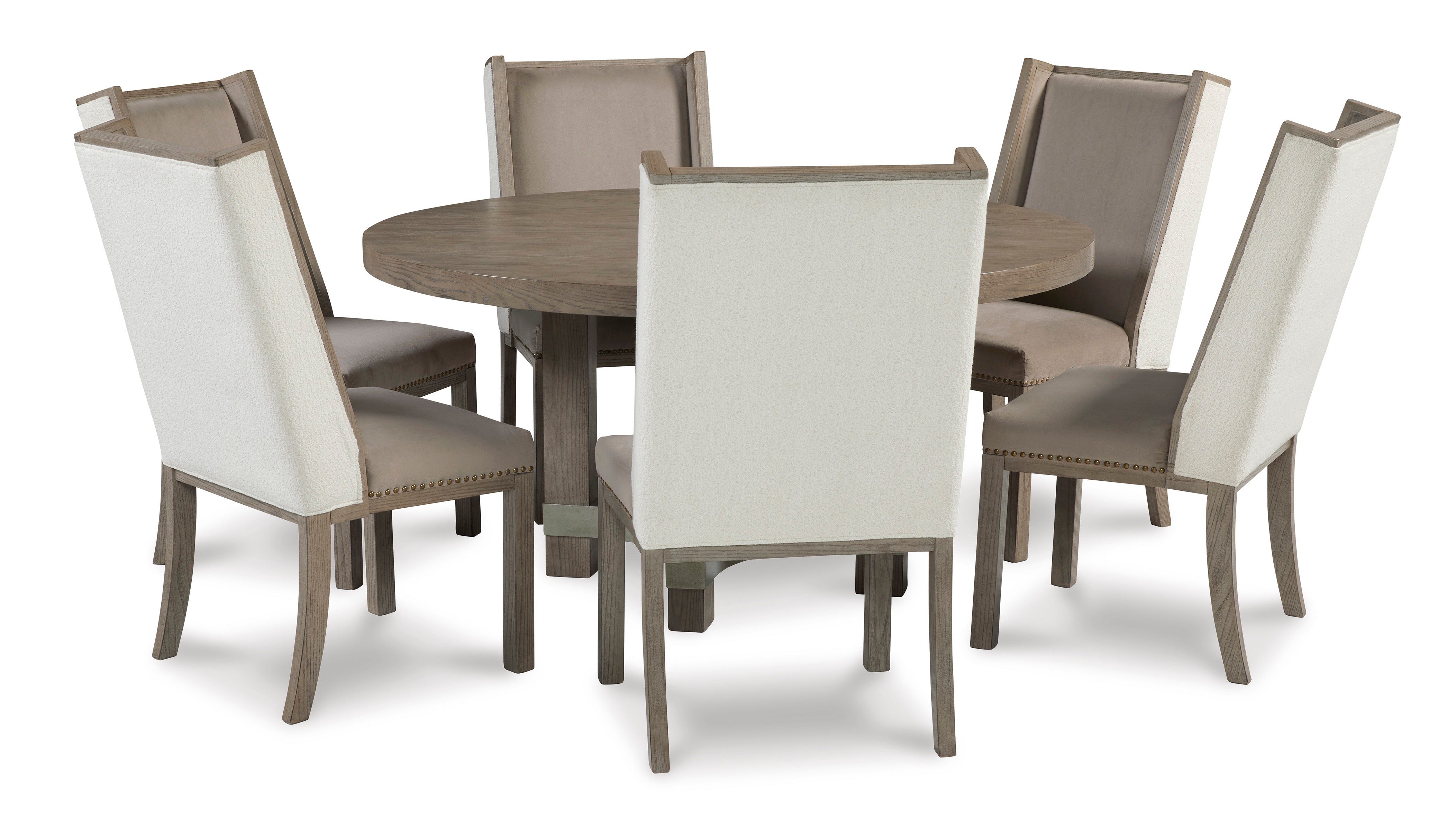 Chrestner Beige/Brown Round Dining Set From Ashley – Luna Furniture