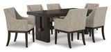 Burkhaus Dark Brown Extendable Upholstered Dining Set from Ashley - Luna Furniture