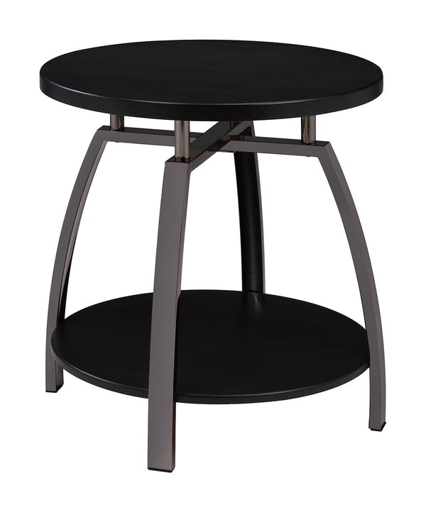 Dacre Dark Gray and Black Nickel Round End Table