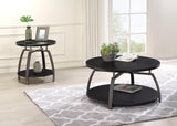 Dacre Dark Gray and Black Nickel Round End Table from Coaster - Luna Furniture