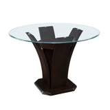 Daisy Espresso 54" Glass-Top Round Counter Height Table from Homelegance - Luna Furniture