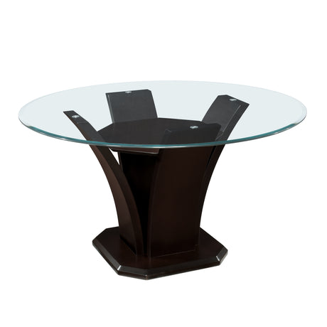 Daisy Espresso 54" Glass-Top Round Dining Table from Homelegance - Luna Furniture