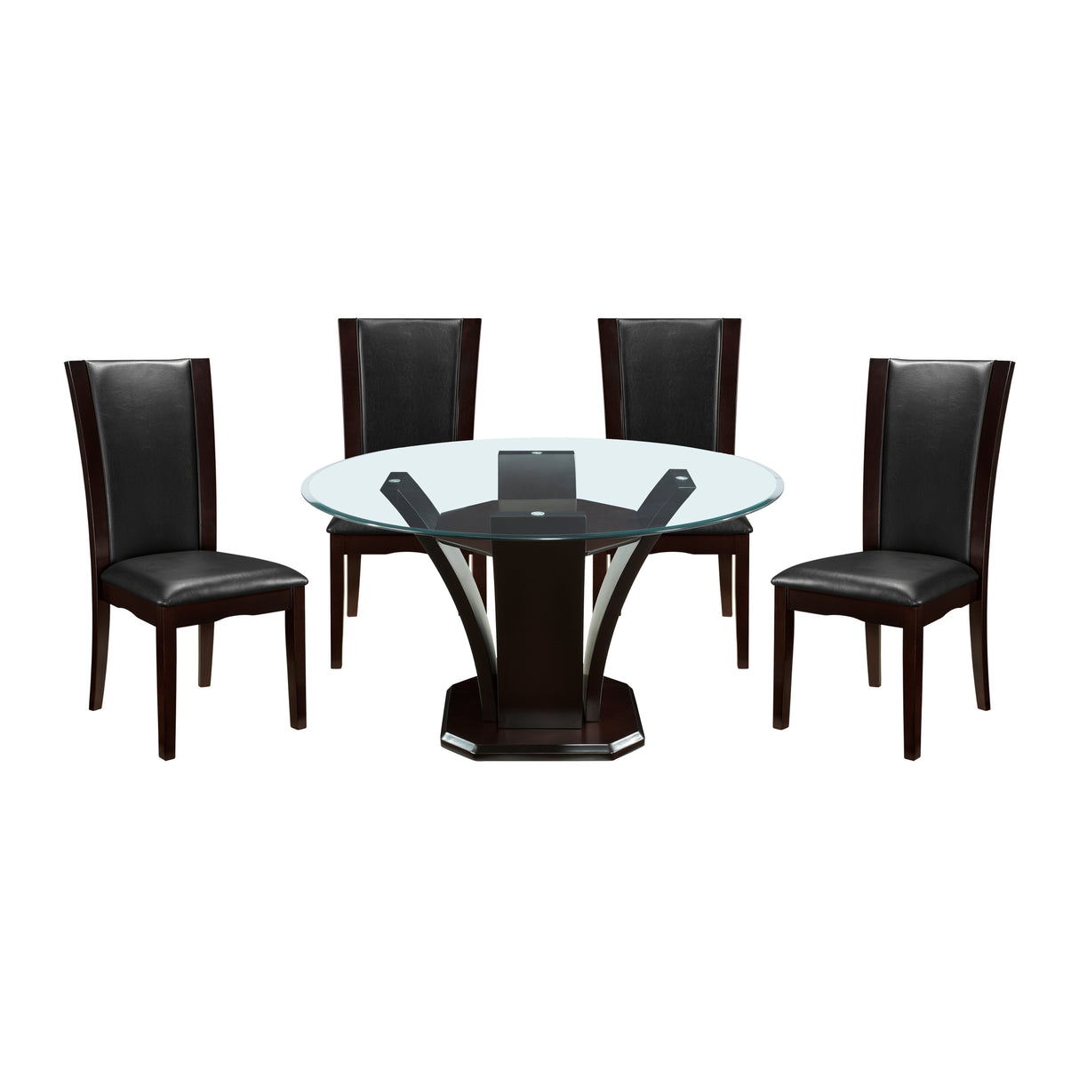Daisy Espresso/Dark Brown 5-Piece 48" Glass-Top Round Dining Room Set from Homelegance - Luna Furniture