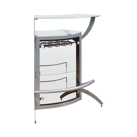 Dallas Silver and Frosted Glass 2-Shelf Bar Unit from Coaster - Luna Furniture