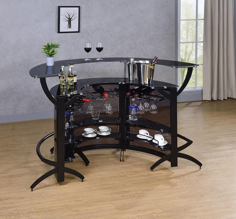 Dallas Smoke and Black Curved Bar Unit from Coaster - Luna Furniture