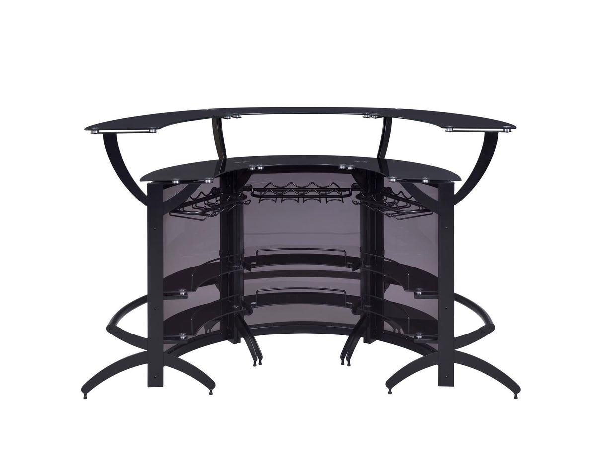 Dallas Smoke and Black Curved Bar Unit from Coaster - Luna Furniture