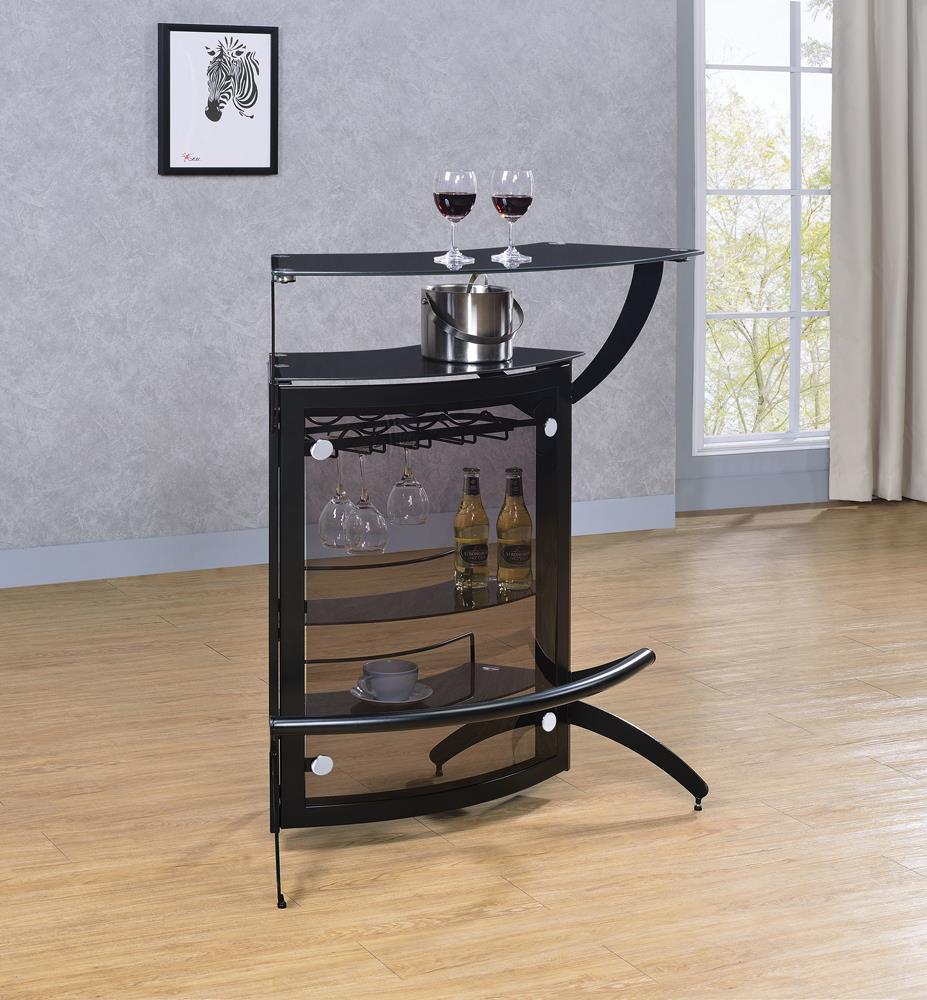Dallas Smoked and Black 3-Bottle Wine Rack Bar Unit from Coaster - Luna Furniture