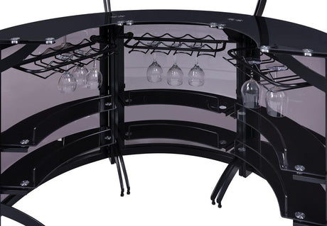 Dallas Smoked and Black 3-Bottle Wine Rack Bar Unit from Coaster - Luna Furniture