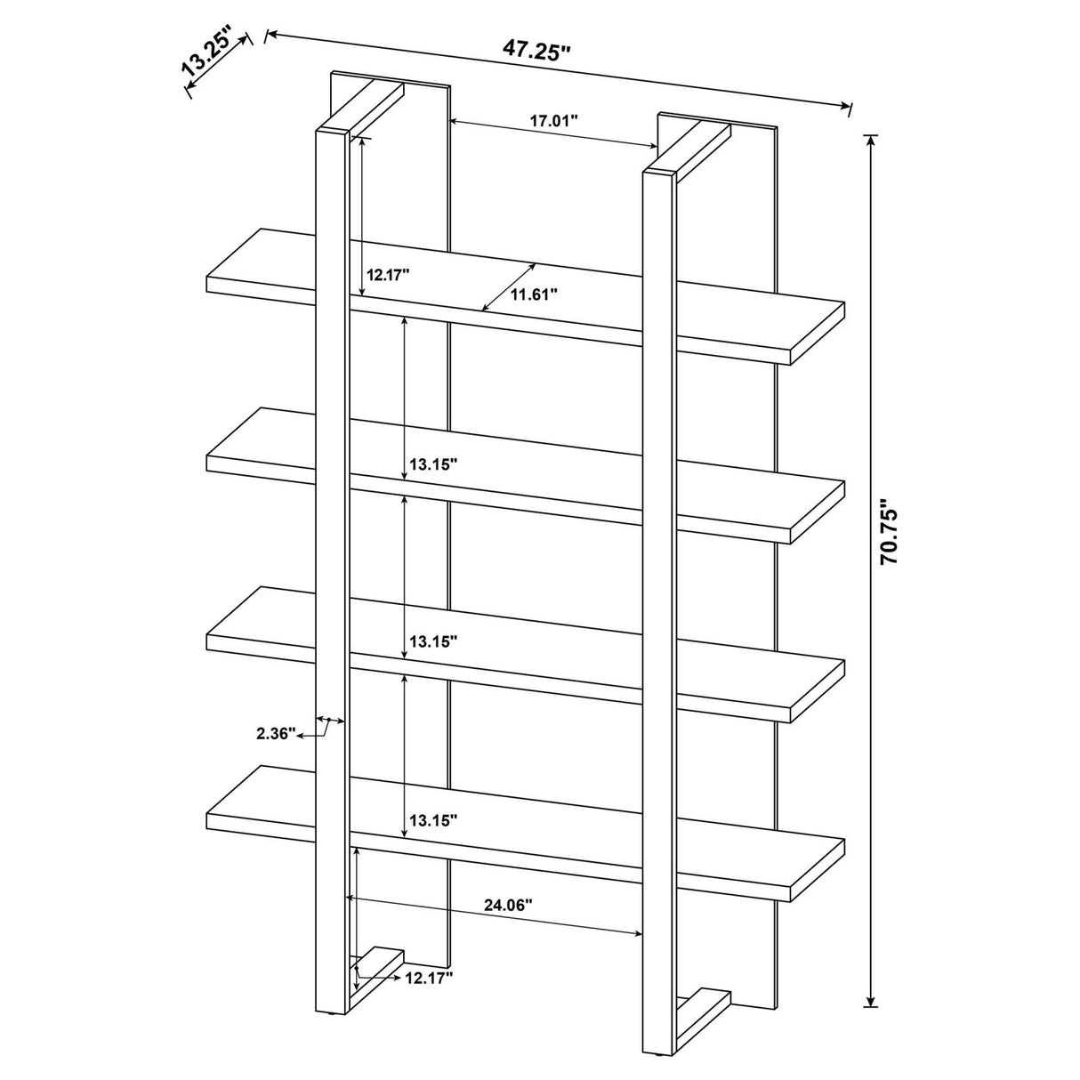 Danbrook Bookcase with 4 Full-length Shelves from Coaster - Luna Furniture