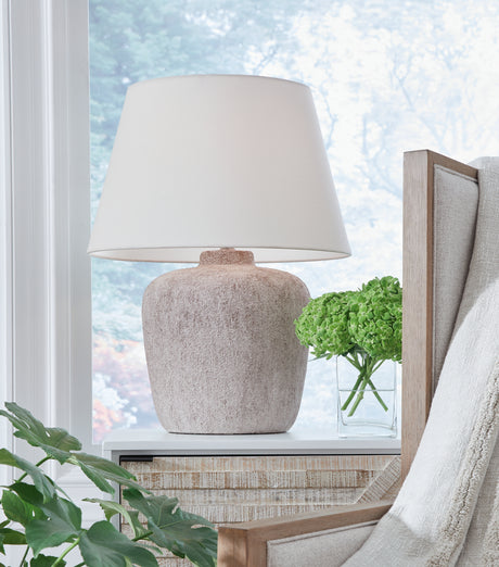 Danry Distressed Cream Table Lamp from Ashley - Luna Furniture