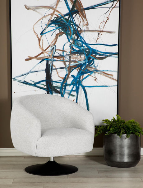 Dave Beige and Matte Black Upholstered Swivel Accent Chair from Coaster - Luna Furniture