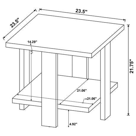 Dawn Mango Square Engineered Wood End Table With Shelf from Coaster - Luna Furniture
