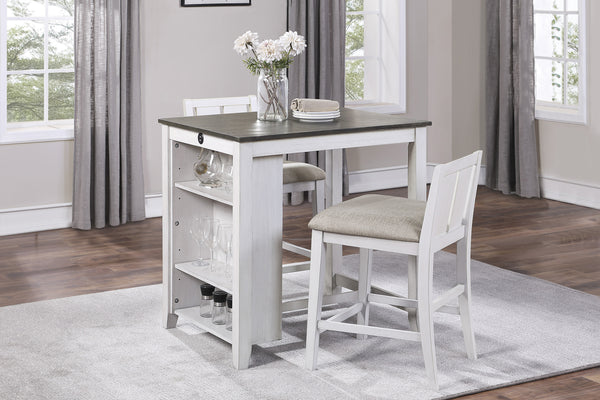 Daye White/Gray/Brown 3-Piece Counter Height Set