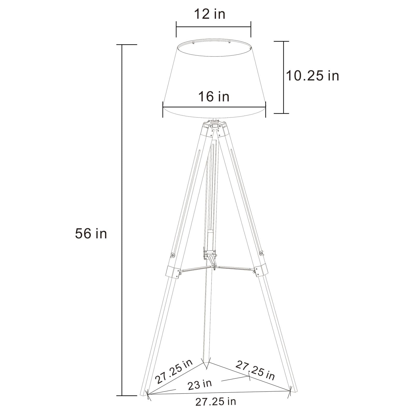 Dayton Adjustable Empire Shade Tripod Floor Lamp Grey - Luna Furniture