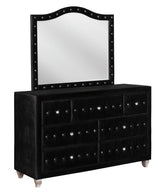 Deanna Black Button Tufted Mirror (Mirror Only) from Coaster - Luna Furniture
