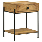 Declan Natural Mango and Black 1-Drawer Accent Table with Open Shelf from Coaster - Luna Furniture