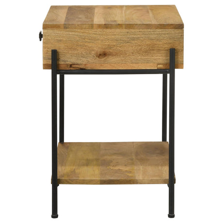 Declan Natural Mango and Black 1-Drawer Accent Table with Open Shelf from Coaster - Luna Furniture