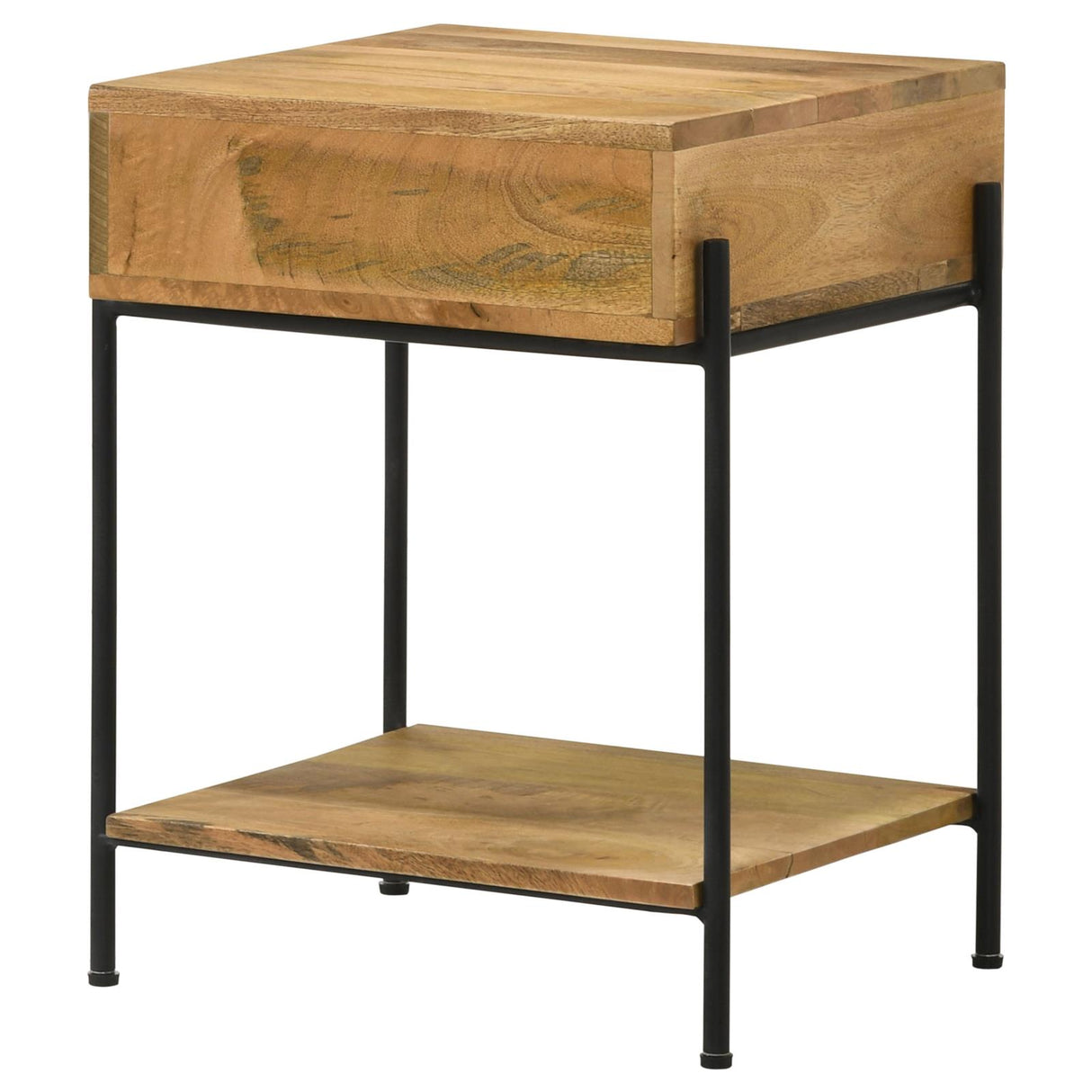 Declan Natural Mango and Black 1-Drawer Accent Table with Open Shelf from Coaster - Luna Furniture