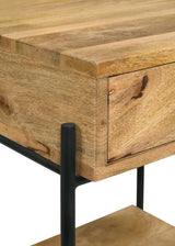 Declan Natural Mango and Black 1-Drawer Accent Table with Open Shelf from Coaster - Luna Furniture