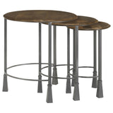 Deja Natural and Gunmetal 3-Piece Round Nesting Table from Coaster - Luna Furniture