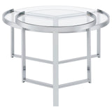 Delia Clear and Chrome 2-Piece Round Glass Top Nesting Coffee Table from Coaster - Luna Furniture