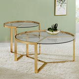 Delia Clear and Gold 2-Piece Round Nesting Table from Coaster - Luna Furniture