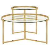 Delia Clear and Gold 2-Piece Round Nesting Table from Coaster - Luna Furniture