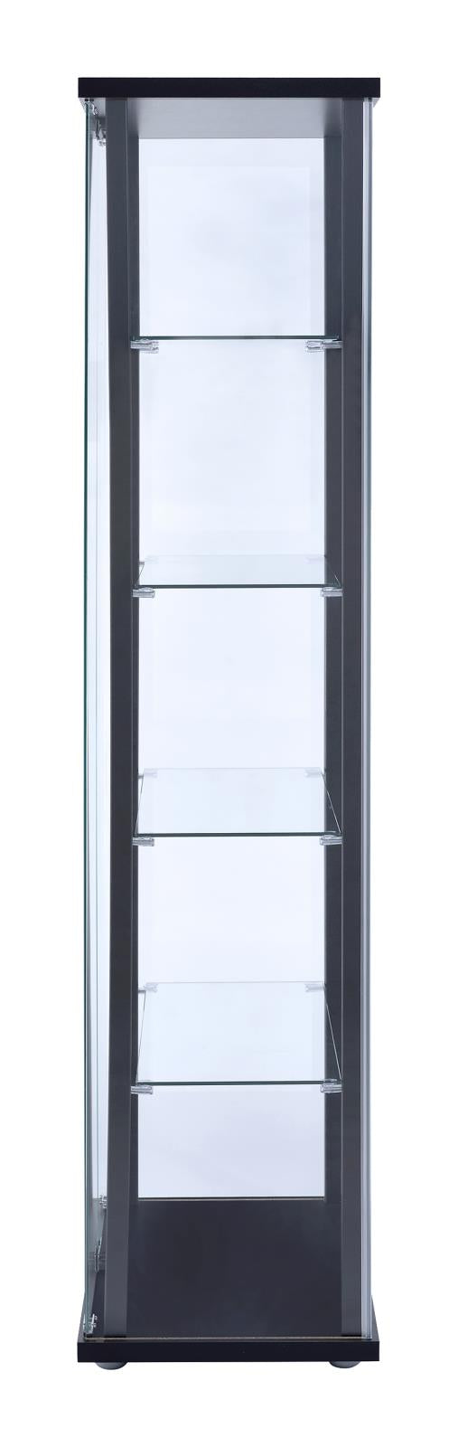 Delphinium Black and Clear 5-Shelf Glass Curio Cabinet from Coaster - Luna Furniture