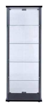 Delphinium Black and Clear 5-Shelf Glass Curio Cabinet from Coaster - Luna Furniture