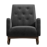 Demetrius Dark Grey Microfiber Solid Wood Rocking Chair from Ashcroft Furniture - Luna Furniture