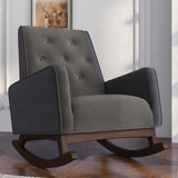 Demetrius Dark Grey Microfiber Solid Wood Rocking Chair from Ashcroft Furniture - Luna Furniture