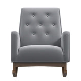 Demetrius Light Grey Microfiber Solid Wood Rocking Chair from Midinmod - Luna Furniture