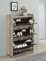 Denia Antique Pine and Gray 3-Tier Shoe Storage Cabinet from Coaster - Luna Furniture