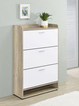 Denia Antique Pine and White 3-Tier Shoe Storage Cabinet from Coaster - Luna Furniture