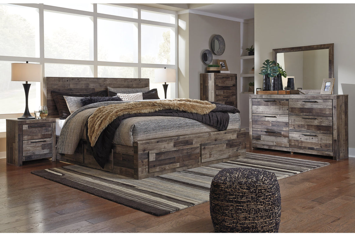 Derekson Multi Gray King Storage Platform Bed with 4 Drawers from Ashley - Luna Furniture