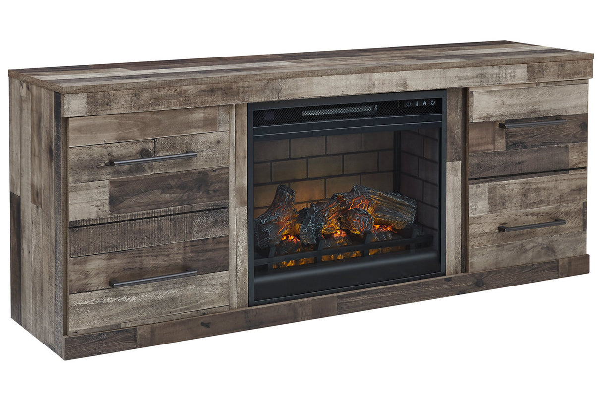 Derekson Multi Gray TV Stand with Electric Fireplace from Ashley - Luna Furniture