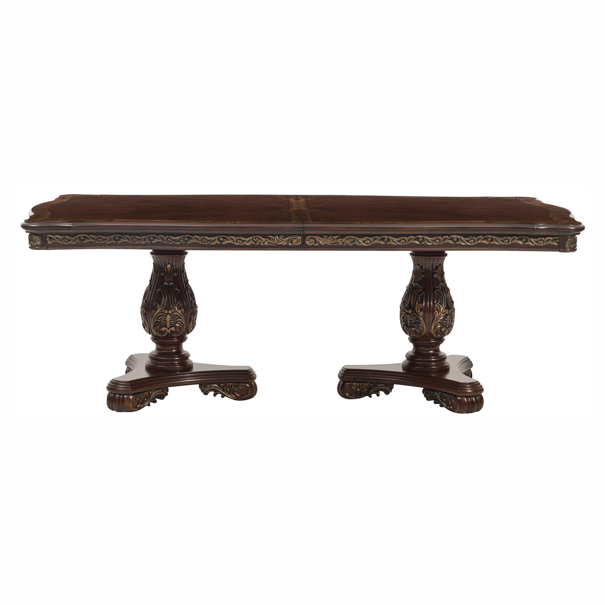 Deryn Park Cherry 114" Double Pedestal Extendable Dining Table from Homelegance - Luna Furniture