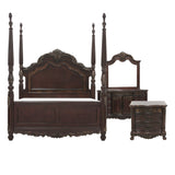 Deryn Park Cherry 4-Piece Queen Poster Bedroom Set (Queen Bed, Nightstand, Dresser, Mirror) from Homelegance - Luna Furniture