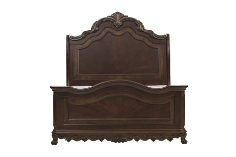 Deryn Park Cherry 4-Piece Queen Sleigh Bedroom Set (Queen Bed, Nightstand, Dresser, Mirror) from Homelegance - Luna Furniture