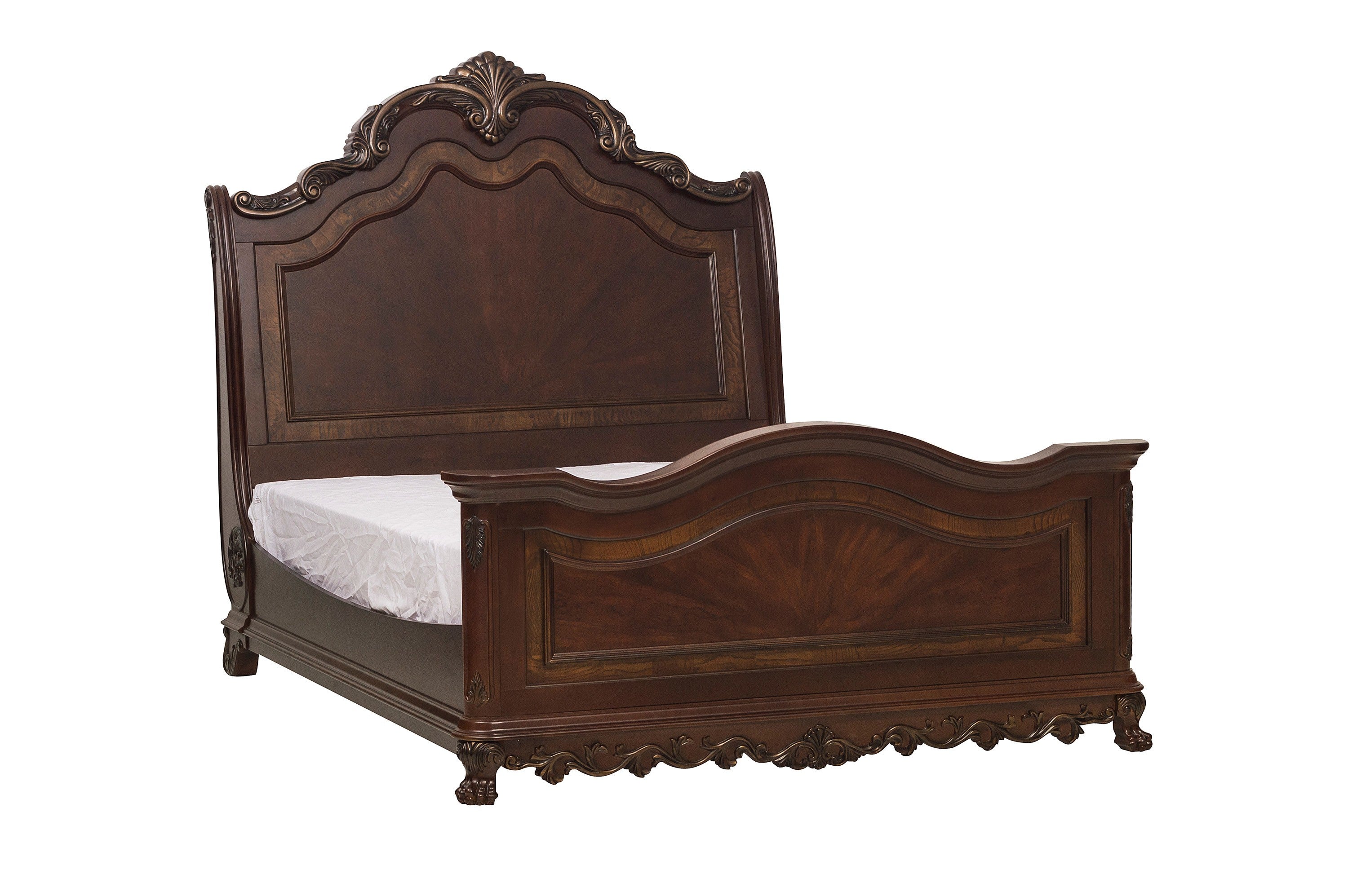 Homelegance Deryn Park Cherry King Sleigh Bed - Luna Furniture