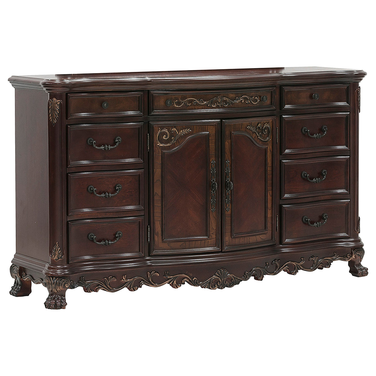 Deryn Park Cherry Sleigh Bedroom Set from Homelegance - Luna Furniture