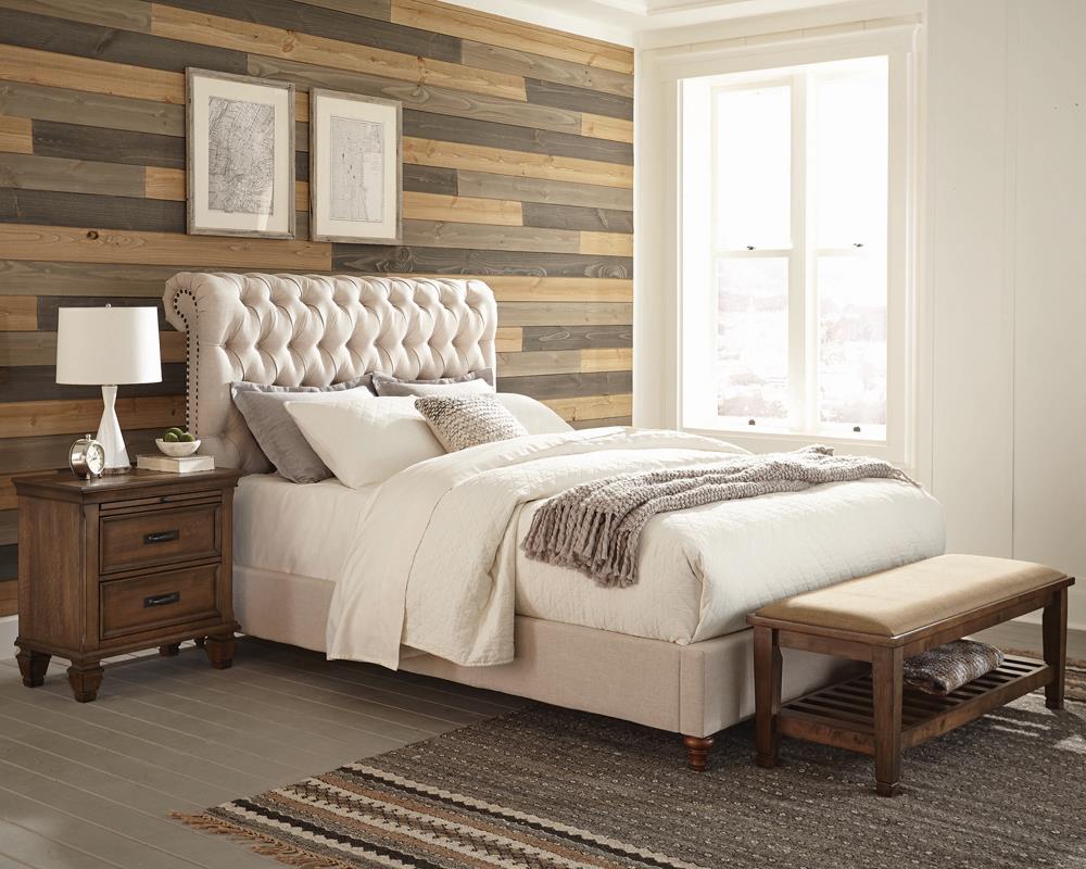 Devon Beige Button Tufted Upholstered Eastern King Bed from Coaster - Luna Furniture