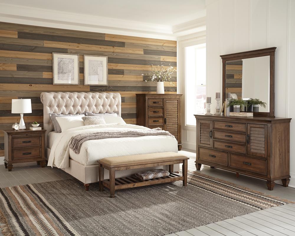 Devon Beige Button Tufted Upholstered Eastern King Bed from Coaster - Luna Furniture